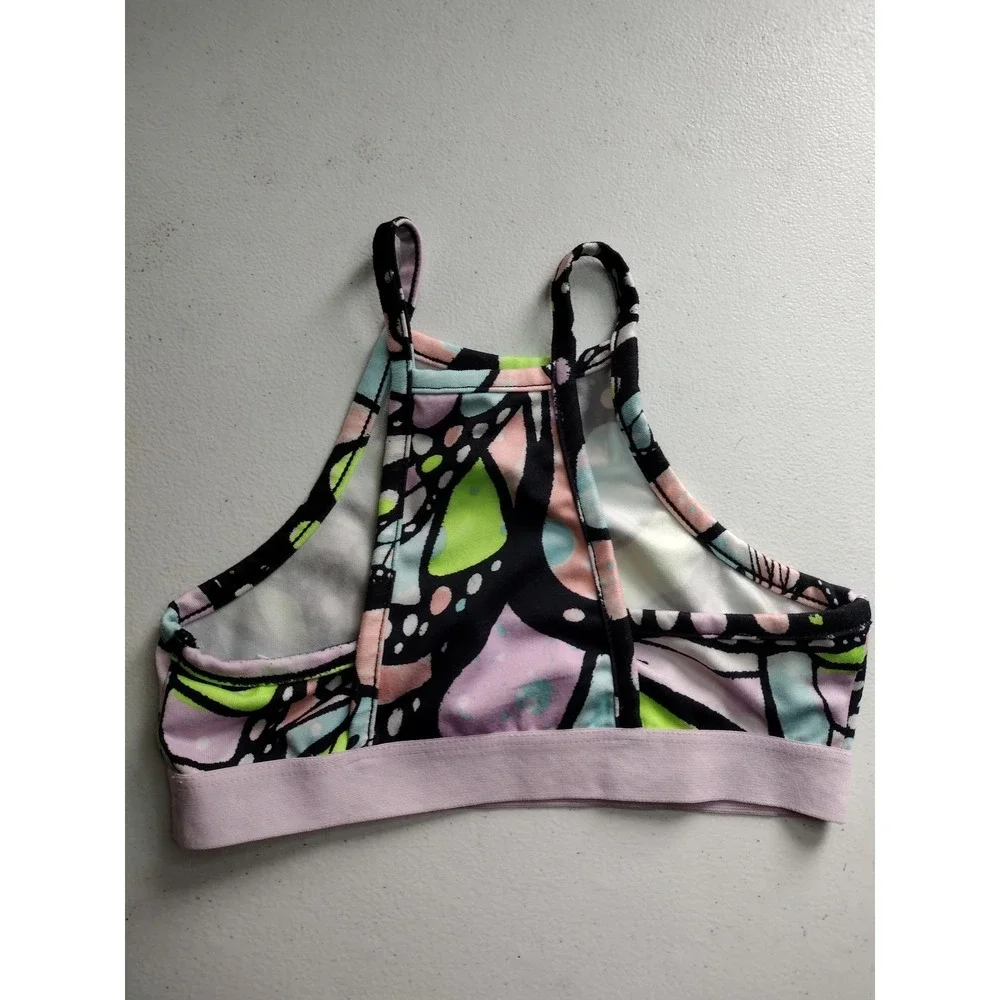 Justice Girls Butterfly Wing High Neck‎ Sports Bra XS 5/6 Multicolor Activewear